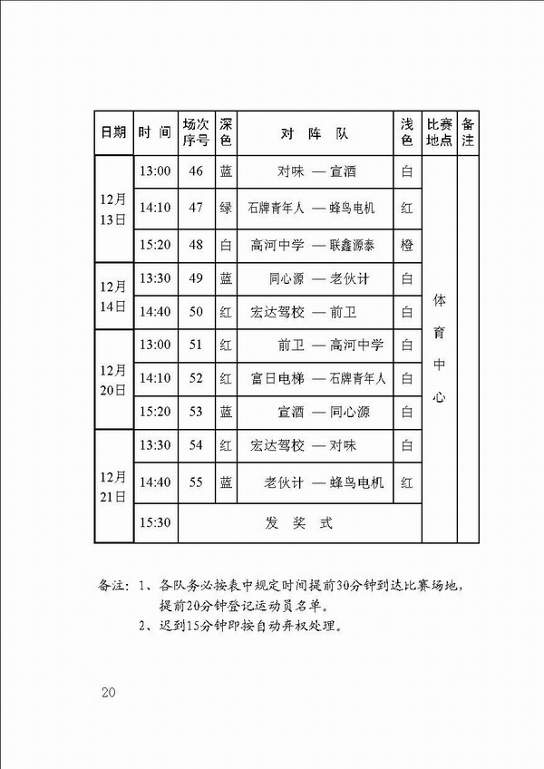 怀宁县第四届八人制业余足球赛日程表 - 怀宁新